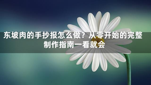 东坡肉的手抄报怎么做？从零开始的完整制作指南一看就会
