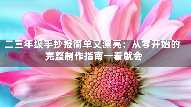 二三年级手抄报简单又漂亮：从零开始的完整制作指南一看就会